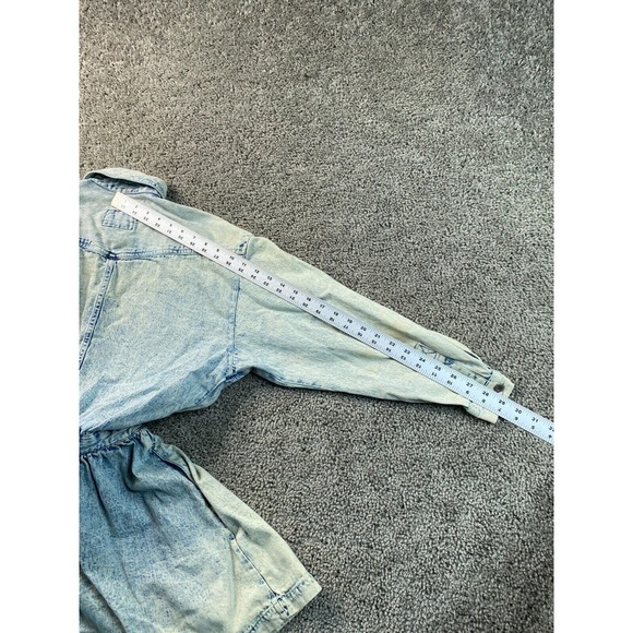 VINTAGE Calvin Klein Dress Womens 5/6 Blue Acid Wash Button Front Pockets 80s - Picture 13 of 15